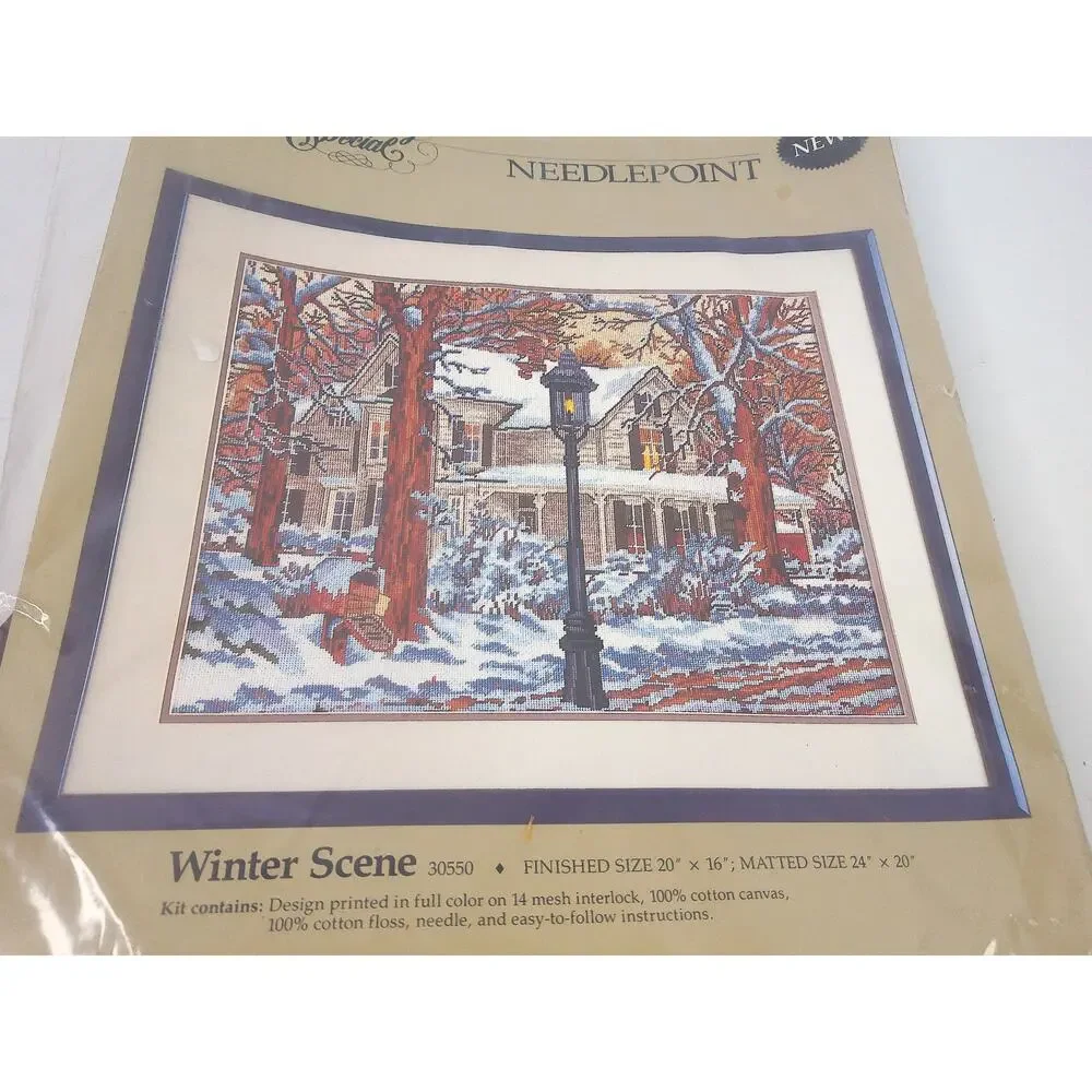 Vintage 1987 Something Special Winter Scene Needlepoint New